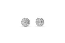 Load image into Gallery viewer, White Gold Round Cluster Earrings