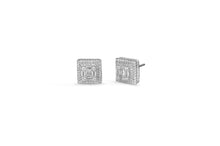 Load image into Gallery viewer, White Square Baguette Cluster Earrings