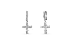 Load image into Gallery viewer, White Cross Loop Earrings