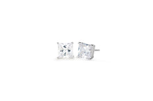 Load image into Gallery viewer, Large Princess Cut Stud Earrings