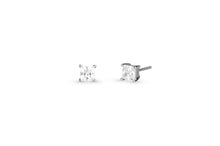 Load image into Gallery viewer, Small Princess Cut Stud Earrings