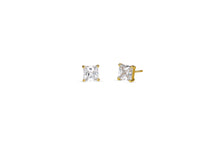 Load image into Gallery viewer, Medium Princess Cut Stud Earrings