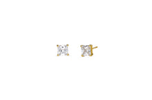 Load image into Gallery viewer, Ex-Small Princess Cut Stud Earrings