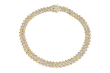 Load image into Gallery viewer, 16mm Tri Colored Iced Out Baguette Styled Cuban Chain