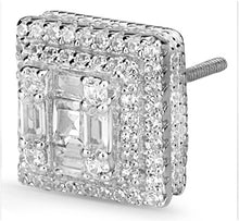 Load image into Gallery viewer, White Square Baguette Cluster Earrings