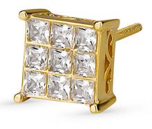 Load image into Gallery viewer, Gold Square Princess Cut Earrings