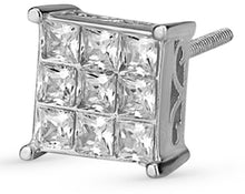 Load image into Gallery viewer, White Square Princess Cut Earrings